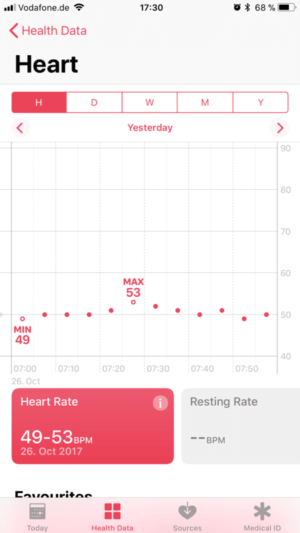 Apple Watch 3 heart rate monitor intervals