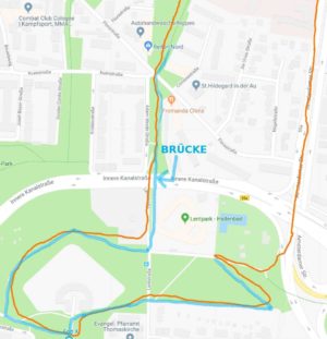 Polar Vantage GPS Test (orange: Vantage, blue: actually run)